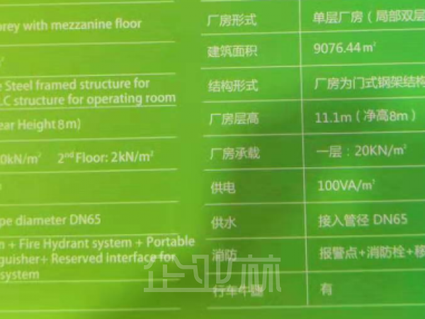 出租 常州新北区11253平米新建单层厂房 租金22元/平米/月